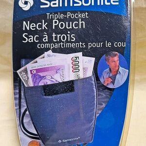 NECK POUCH SAMSONITE, TRIPLE POCKET, DURABLE FEATHERWEIGHT RIP-STOP NYLON,
